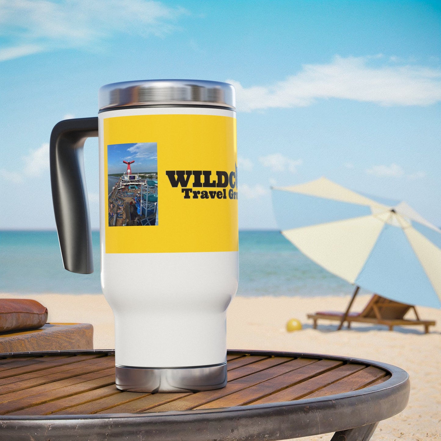 Wildcat Travel Group Stainless Steel Travel Mug with Handle, 14oz