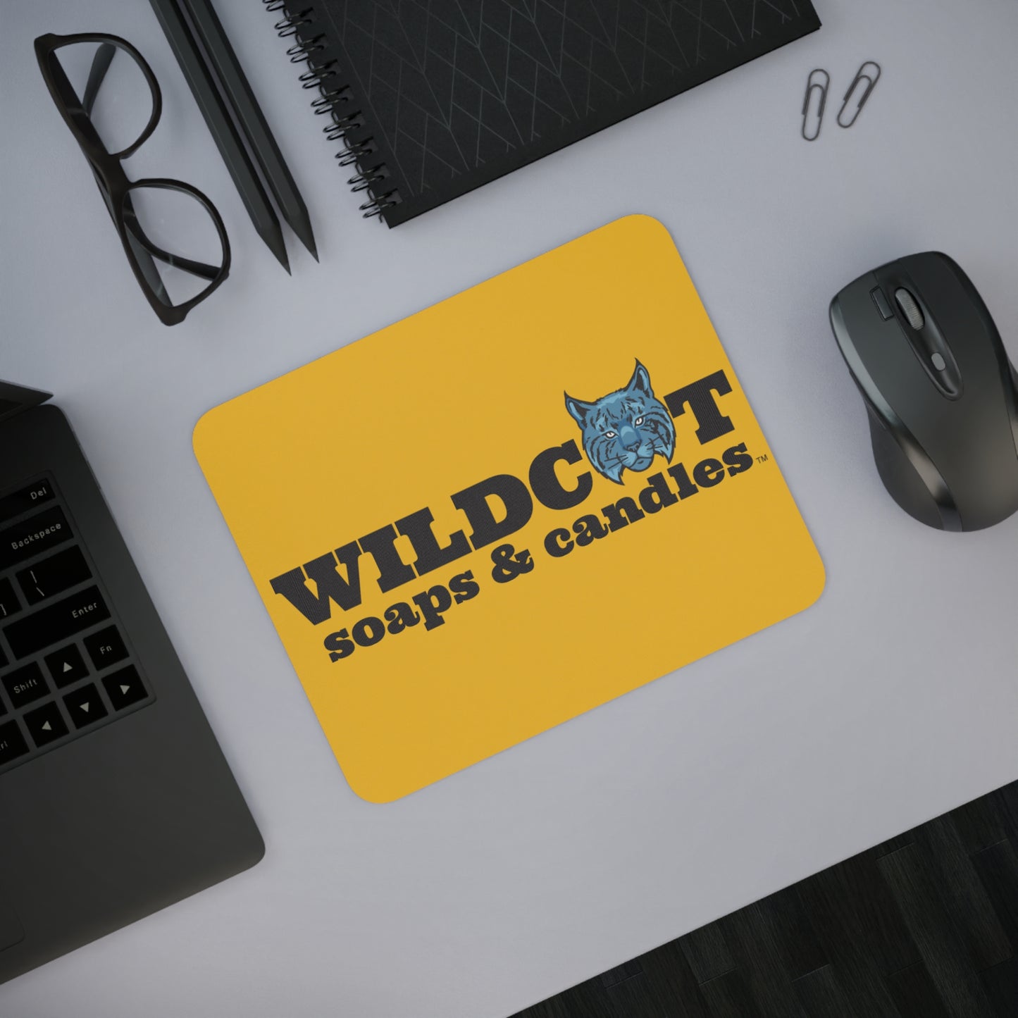 Wildcat Soaps & Candles Desk Mouse Pad - Vibrant Yellow Office Accessory