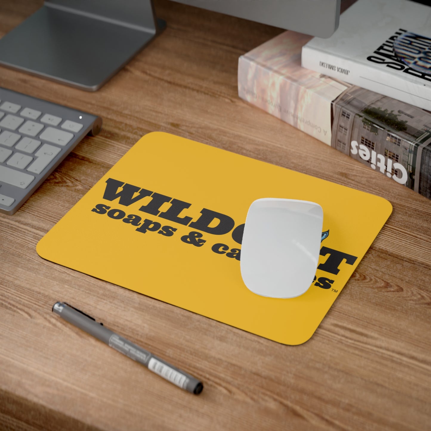 Wildcat Soaps & Candles Desk Mouse Pad - Vibrant Yellow Office Accessory