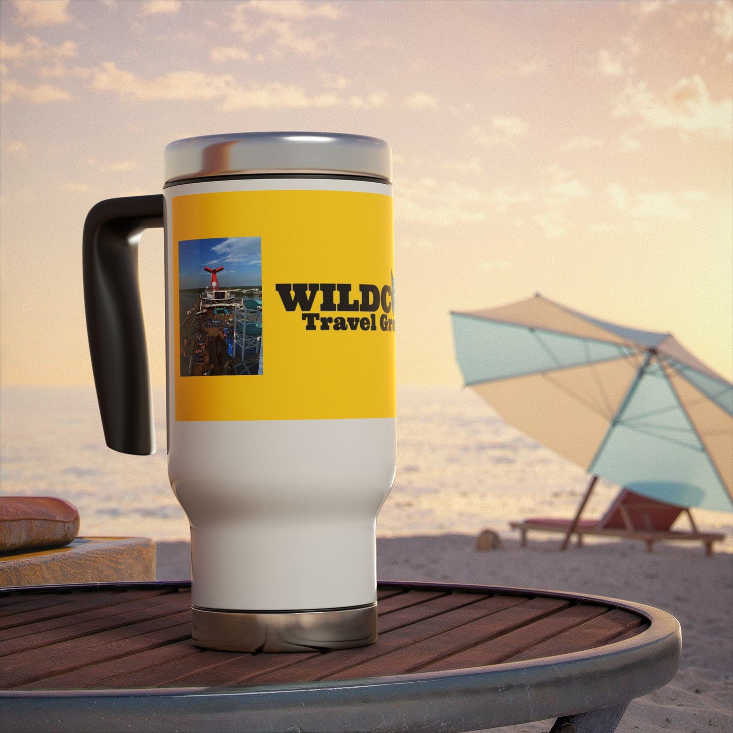 Wildcat Travel Group Stainless Steel Travel Mug with Handle, 14oz