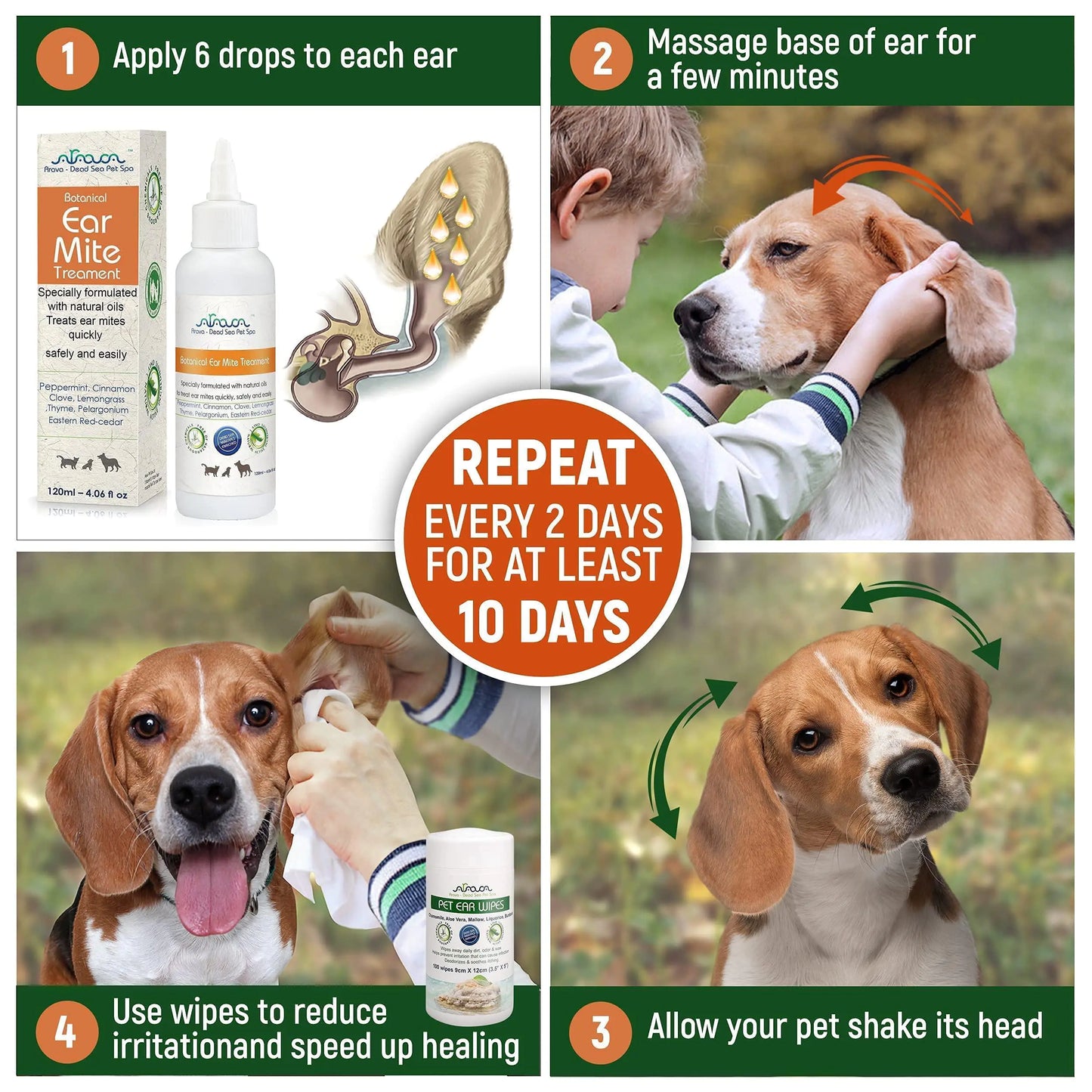 Natural Ear Mite Treatment for Dogs & Cats Pet Ear Mites Infection Cleaner