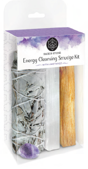 Energy Cleansing Smudge Kit with Amethyst Stone